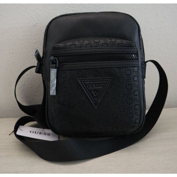 GUESS DB882791 Unisex Black Insignia Triangle & G-Logo Crossbody/Shoulder Bag - Picture 12 of 13